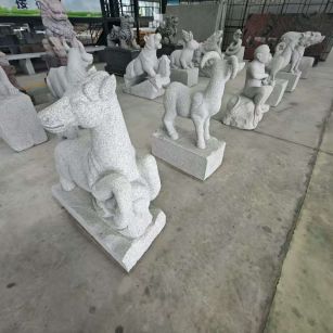 内江芝麻白雕刻 十二生肖 异形雕刻