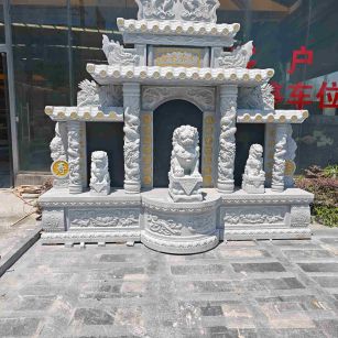 内江芝麻白中国黑石材套墓 花岗岩墓碑